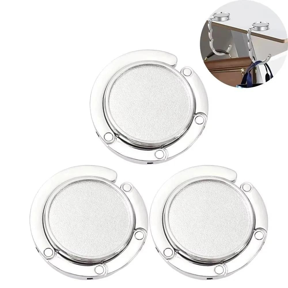 4Pcs Portable Folding Table Hook Circle Shape Bag Parts Purse Bag Hanger Strong Load-Bearing Foldable Handbag Hook Holder Travel