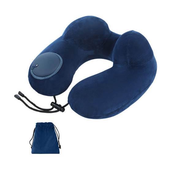 Inflatable Pillow U-Shaped Neck Support Full Filling Portable Nap Cushion Inflatable Headrest Cushion with Storage