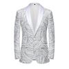 Mens Paisley Embroidered Sequin Suit Jacket Shiny Blazer