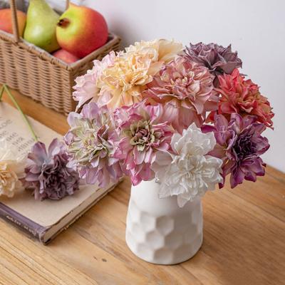 6 Pezzi Fiori Artificiali Dalie 11" Finto Bouquet di Dalie in Seta con Gambo per Bouquet da Sposa Centrotavola per Casa e Ufficio Composizioni Floreali