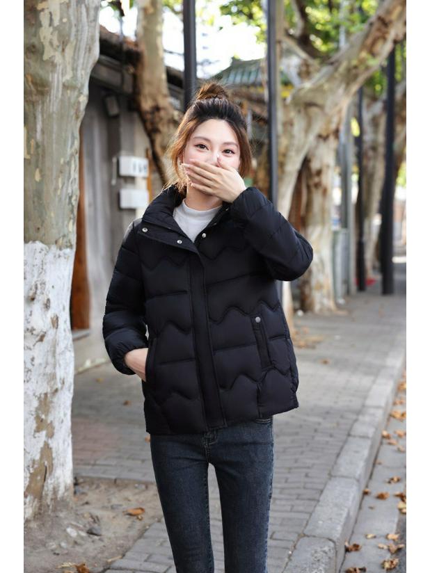 Damen Kurze Daunen Baumwolljacke, 2025 Wintermode Stehkragen Slim-Fit Warme Oberbekleidung