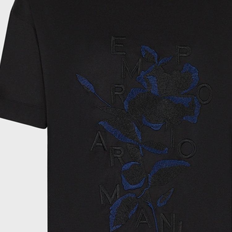 Emporio Armani Ss23 Letter Print Round Neck Short Sleeve T-Shirt Men Tops Black 3R1TBC-1JUVZ1-0999