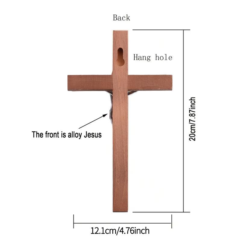 Large Retro Wooden Religious Cross Pendant for Home