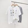 Mizqz Loose FiT Spandex ShorT Sleeve T shirT Flower Embroidery 2 Color