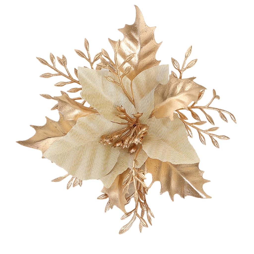 Artificial Poinsettia Flowers Ornaments Christmas Tree Decorations for Seasonal Door Wreaths Wedding Holiday