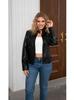 Women's European Slim Fit Faux Leather Motorcycle Jacket, 2025 Summer Style with Stand Collar