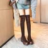 Super Long Knee Boots Women's Bag Thigh Thin Muffin Thick-soled Boots European and American Fashion High-heeled High-tube Elastic Thin Boots