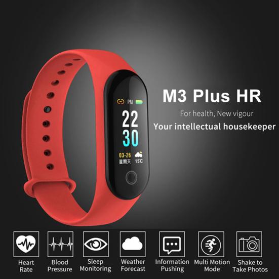M3 Plus HR Blood Pressure Monitor Heart Rate Fitness Tracker Smart Bracelet