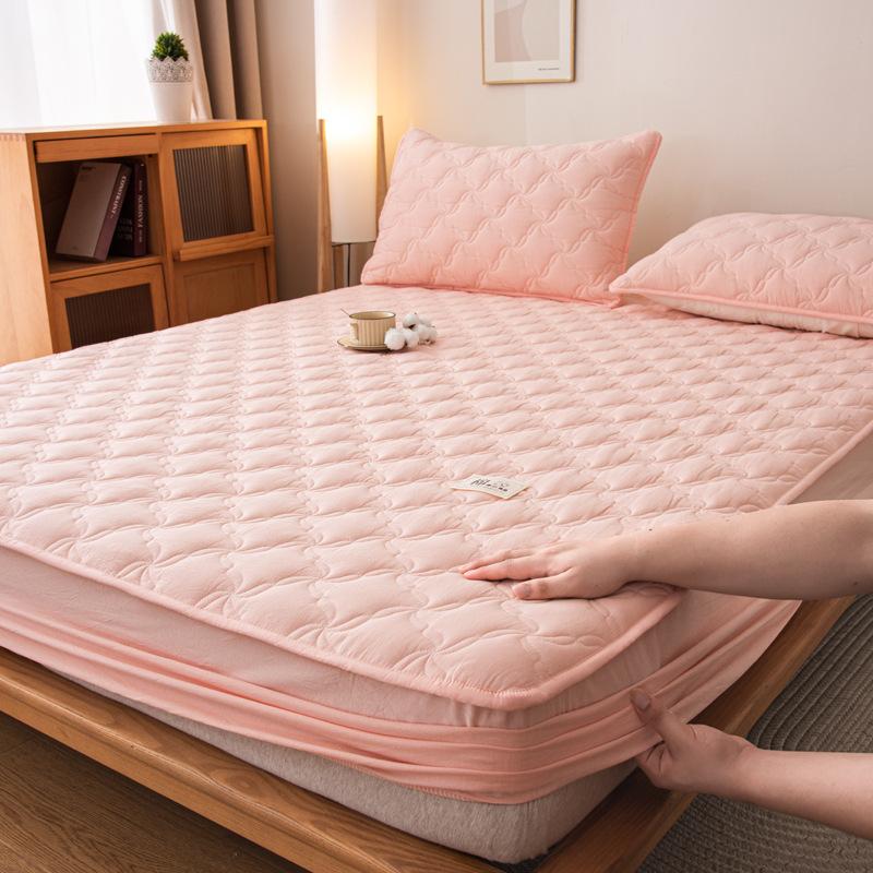 Klasse A Baumwolle Antibakteriell Gestepptes Einzelbettlaken Haushalt Matratzenschoner Rundum-Bettbezug Staubdicht und Rutschfest für Vier Jahreszeiten