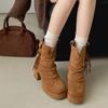 Autumn Winter Platform Height Increase Women Pipe Ankle Boots Street Style Banquet Party Stripper High Heel Short Botas Mujer