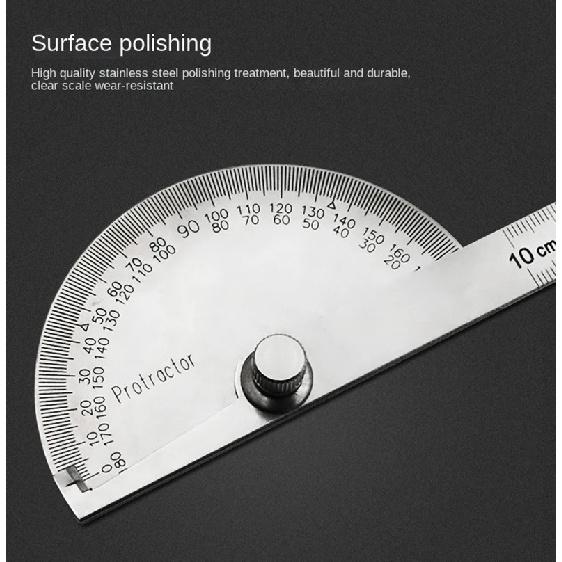 High Precision Stainless Steel Protractor Angle Gauge 180 Degrees 0-10CM Adjustable Semicircle Protractor Angle Measuring Tool