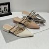French pointed rivets with skirt cool slippers women's 2025 summer new wear thick heel patent leather bag head half slippers