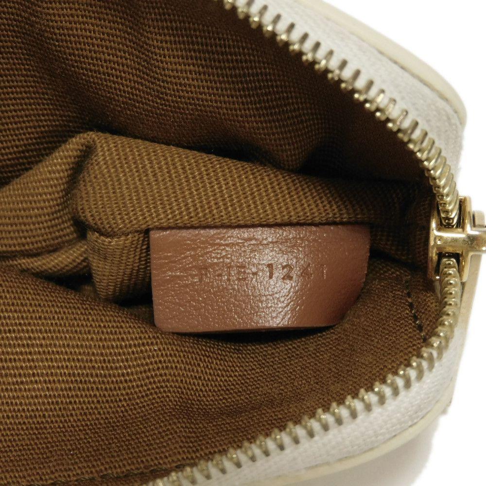 Used 10431 Logo Coin & Card Case 10C662CA2.01BC 7943 Macadam Arc de Triomphe Ivory Gold Key Ring White Unisex from