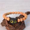 Ebenholz Katzenkopf Cartoon Armband mit Bodhi Katzenpfote Schnitzerei