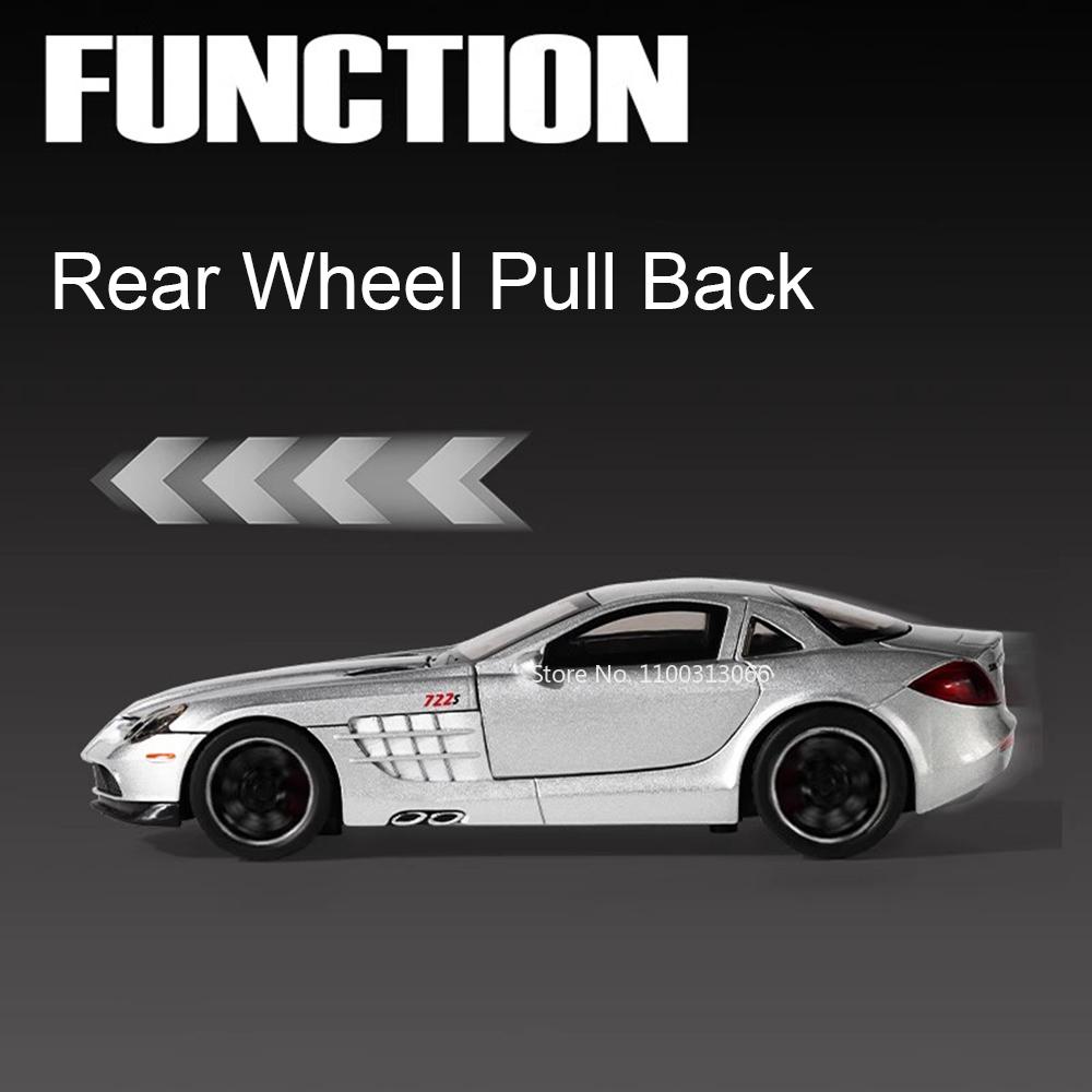 1:32 SLR 772S SLS Toys Model Sports Cars Alloy Diecast with Light Sound Vehicle Wheel Pull Back Miniature Car Boys Perfect Gifts