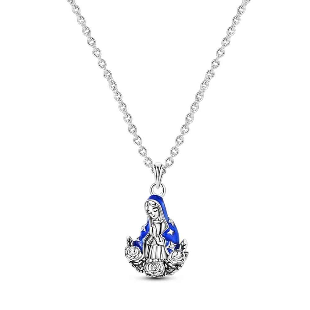 925 Silver Lucky Unicorn Necklace with Butterfly Firefly Bear Paw Print Zircon Chain Link Heart Jewelry for Women