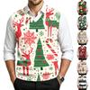 Herren Freizeit Weihnachts-Print V-Ausschnitt Strickweste für Arbeit und Feiertags-Pendeln