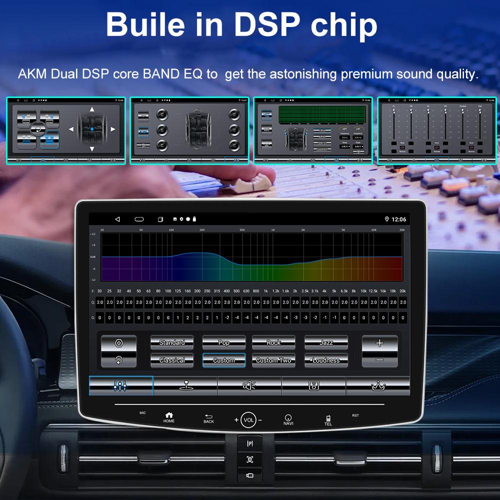 10.1 Inch Rotate Car Radio Knob Button Android Auto Apply Carplay DVD Multimedia Player Car Stereo GPS QLED Universal 1 Din