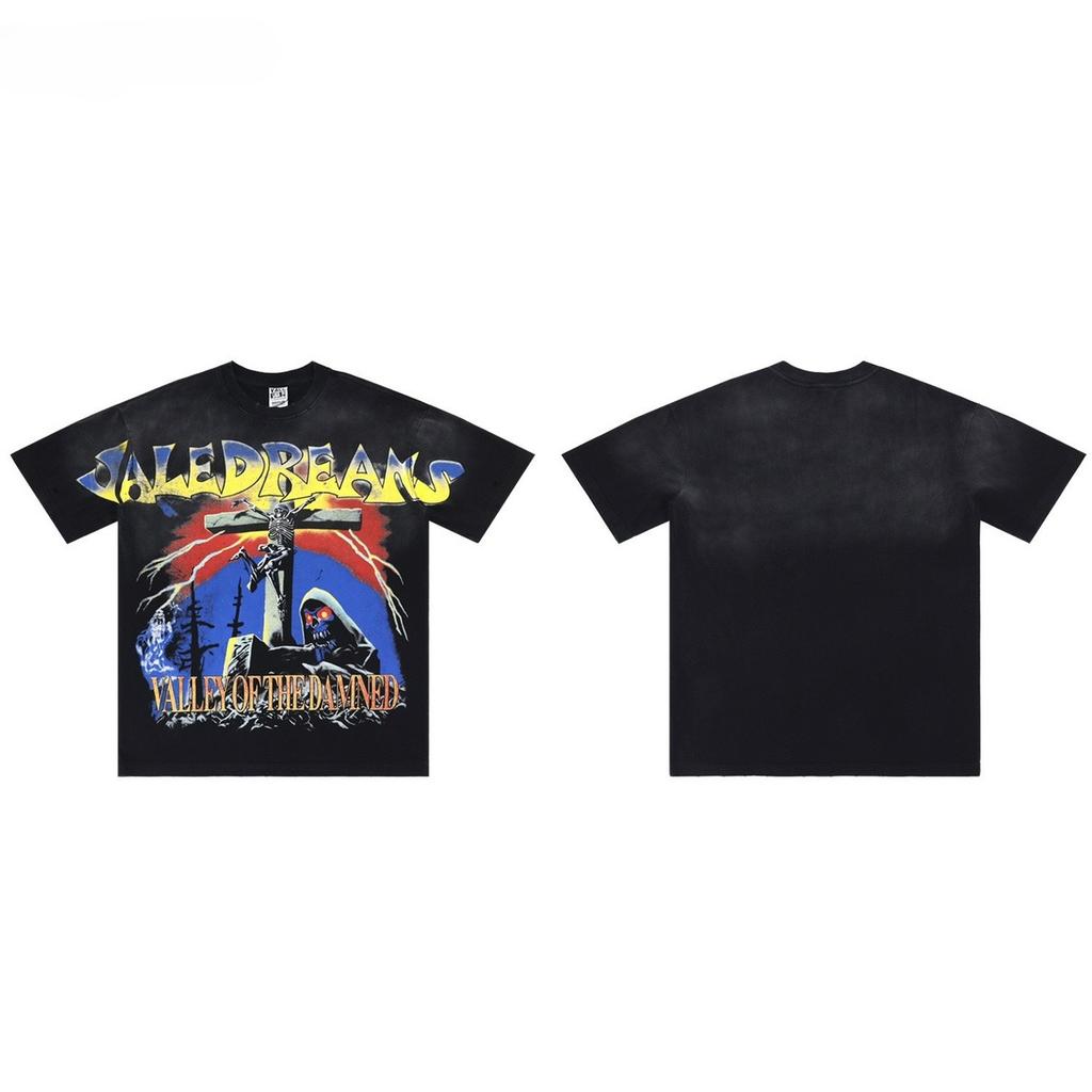 BeatStreet New Summer Streetwear Hot Drill American Trend Short Sleeves T-shirt Loose Men Women Cotton Hip Hop Tops Tees with Tags T Shirt