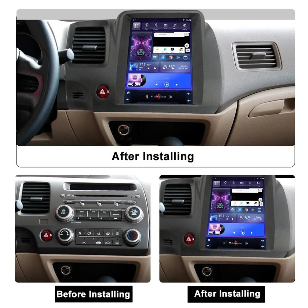 9.7" Android 12 Radio For Honda Civic 8 2005-2012 Multimedia Player 2din GPS Navigation Carplay  Auto Stereo Tesla Screen HU