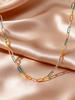Bohemian Summer Colorful Drip Oil Stainless Steel Chain Necklace Bracelets for Women, Aesthetic Boho Jewelry Set Accessories