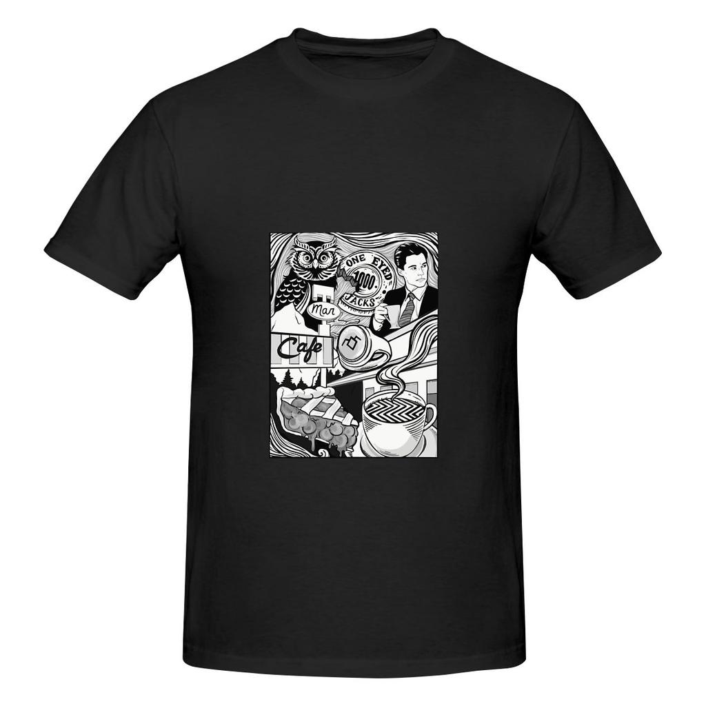 Twin Peaks Damn Fine Coffee Couple Style Tshirt Simple Youthful Feeling Simple Prints Short Sleeve