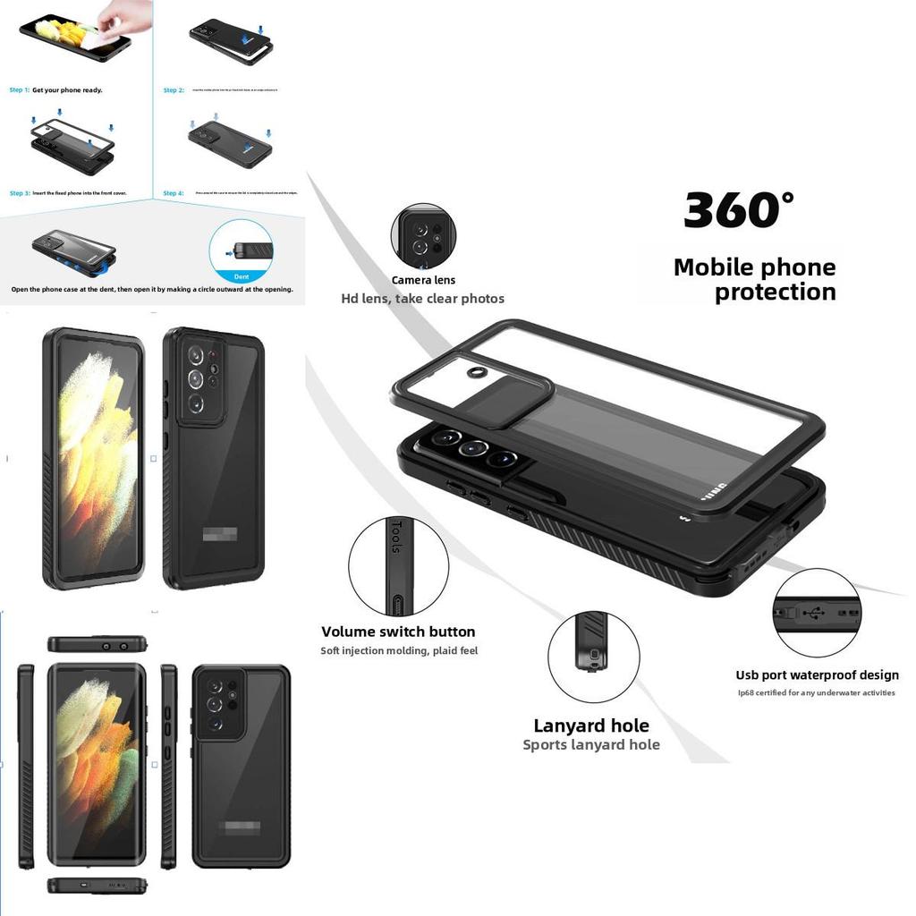 Für Samsung Galaxy S21 Ultra Wasserdichte Stoßfeste Hülle mit TPU und PC für Outdoor-Sport-Schutz