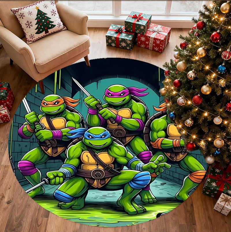 Teenage Mutant Ninja Turtles Pattern Round Rug, Indoor/Outdoor Mat, for Picnic, Gameroom, Bedroom, Office, Living Room, Home Decor Carpet, Birthday Gi