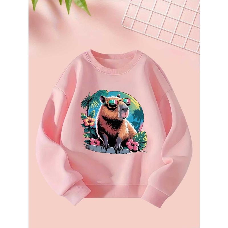 2025 9 29 Kapibala Girls Autumn and Winter Fashion Sweatshirt Creative Christmas Elements Casual Long Sleeve Sweatshirt Round Neck