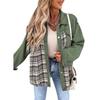 Jeansjacke Karierte Knopfleiste Hemdjacke Damen Patchworkjacke Warm Bequem Pendler Langärmliges Hemd Herbst Winter