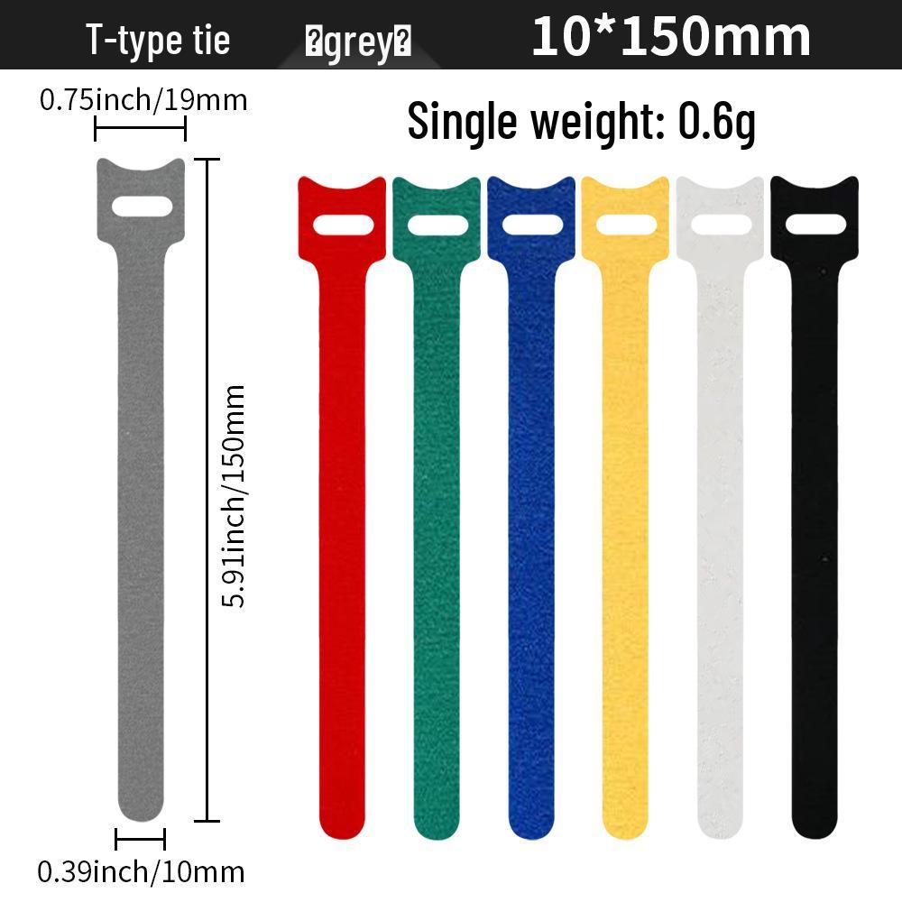 T-Type Magic Tape Cable Ties for Earphones, Data Cables, Organizers, and Network Cables with Back-to-Back Adhesive Straps.