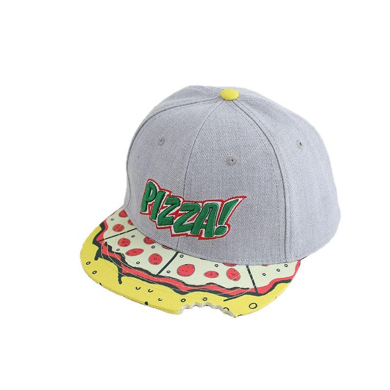 Stickerei Cartoon Pizza flacher Rand Hip Hop Hut Schirmkerbe Kinder Hip Hop Hut Jungen und Mädchen Baseballkappe