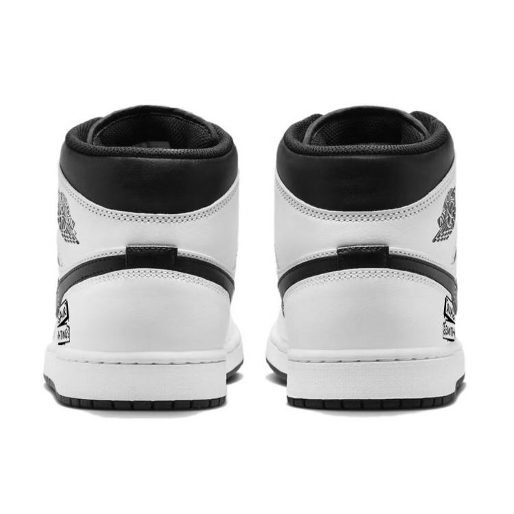 Jordan Air Jordan 1 Slip Resistant Mid top Vintage Basketball Shoes Men's White Black DQ8426-132(Team352-)