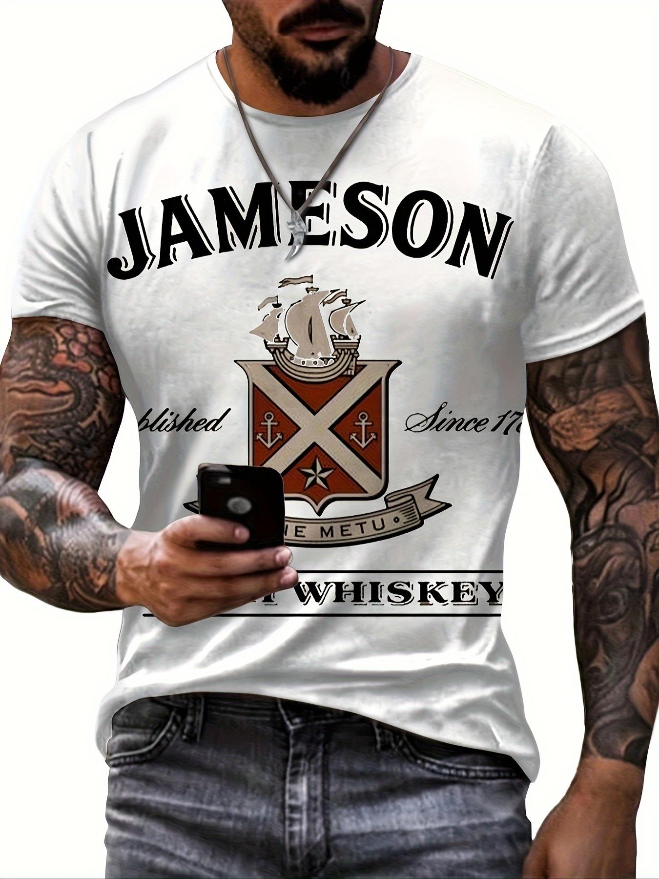 

Чоловіча футболка з 3D-принтом Jameson Whiskey - Стильна та зручна футболка з коротким рукавом для літа, повсякденного носіння 6XL