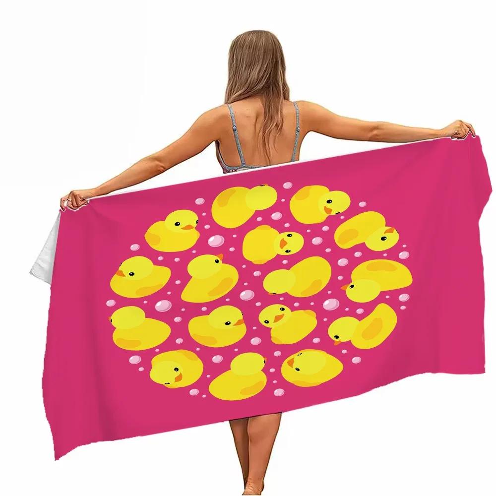 Extra Large Quick-drying Microfiber Beach Towel with Chic Duck Design - Super Absorbent, Lightweight and Stylish