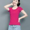 Women's Short Sleeve Crew Neck T Shirt Slim Fit Combed Cotton Spandex Solid Color Commuter Basic Summer Undershirt Top