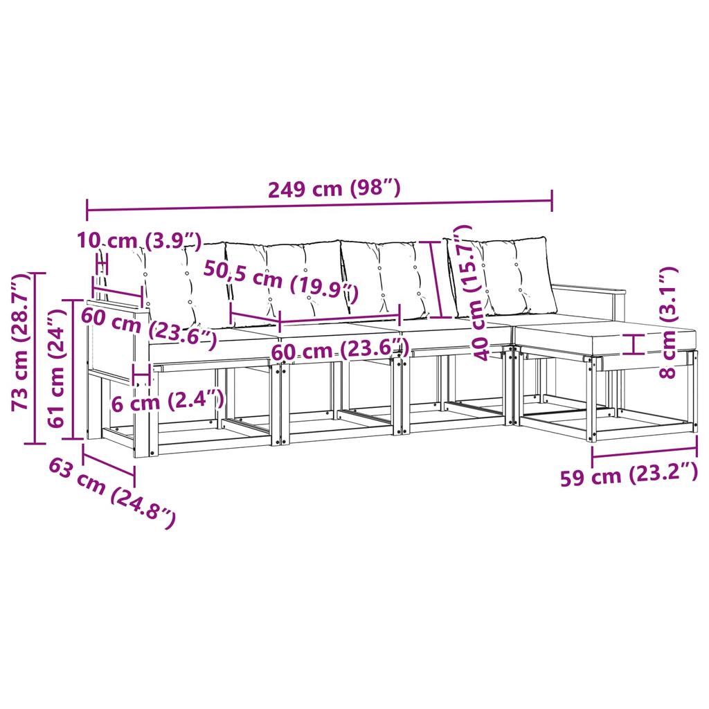 Outdoor Sofa Set with Cushions 5 pcs Natural and Cream