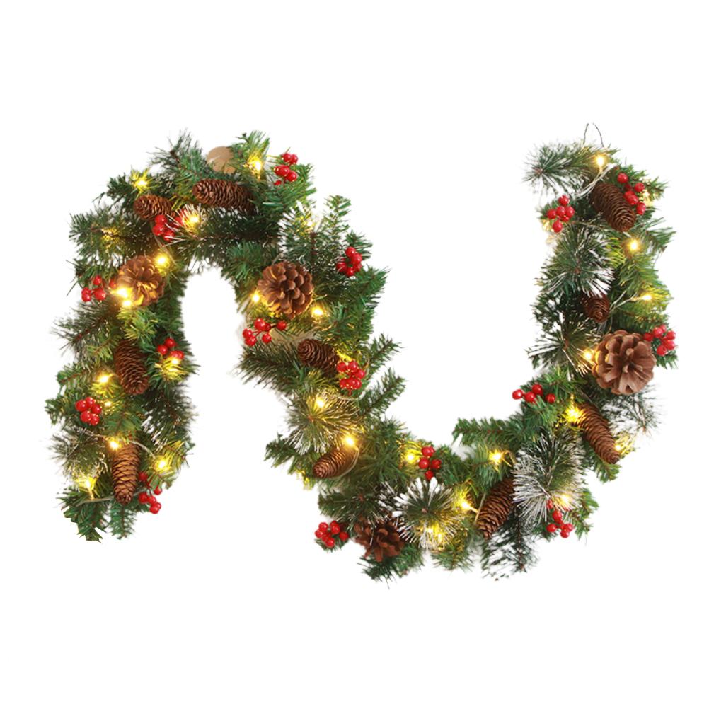 Christmas Garland With 50 Led Lighting Artificial Christmas Fir Garland Decorative For Stairs Fireplaces Offices Outdoor