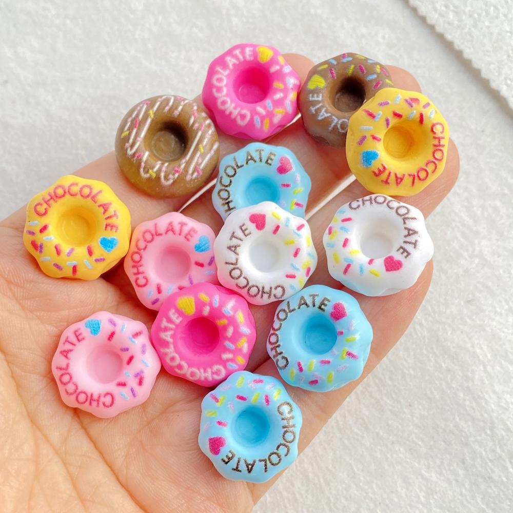 10pcs Mix Resin 3D Sweet Colorful Cartoon Donut Bread Flat back Simulation Foods Scrapbook Figurines DIY Decor Crafts