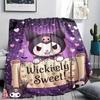 1PC Kuromi Print Flannel Blanket, High quality All Seasons, Home Decor, Warmth and Comfort, Perfect for Christmas Gifts
