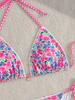 Einfarbiger Spitzenbesatz zum Binden Sexy Bikini Split Badeanzug Damen