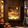 Wooden Landscape Ornament Christmas Snowy Night Light Picture Frame, Vintage Frame 3D Mini Gift for Friends Lamp, Desktop Atmosphere Decor Bedroom