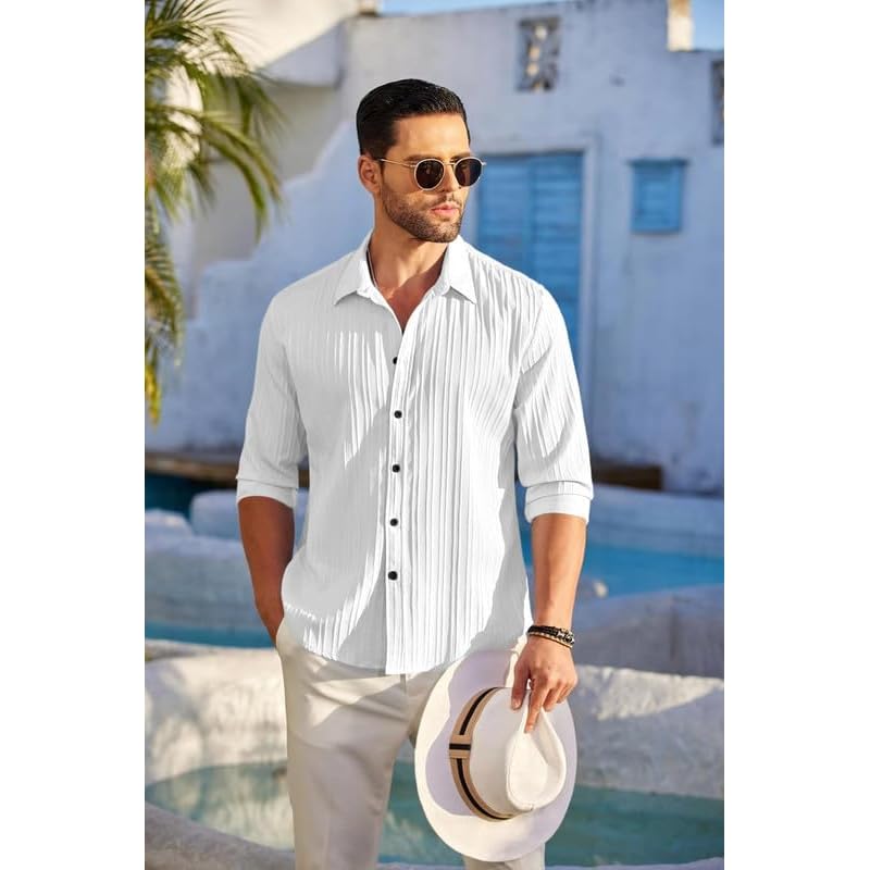 Finivo Fashion Men' Solid Regular Fit Shirt (Pcn_222_Peach_M