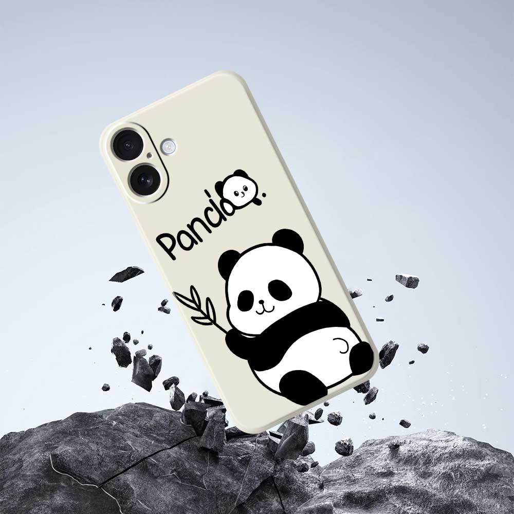 For iPhone 17 Case Panda Pattern Printing Straight Edge TPU Phone Back Cover