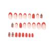 Wearable Nail Art Christmas Short Red and Green Checkered Fake Nail Film Removable Nail Art Nails