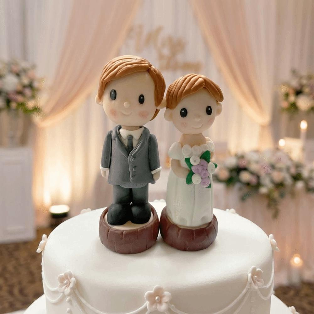Creative Couple Wedding Cake Topper Elegant Cake Toppers Dolls Bride & Groom Figurines Marry