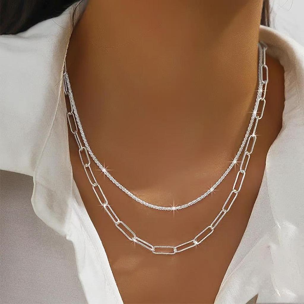 Elegantes Schimmer-Kettenarmband Halskette mit Kreuzanhänger