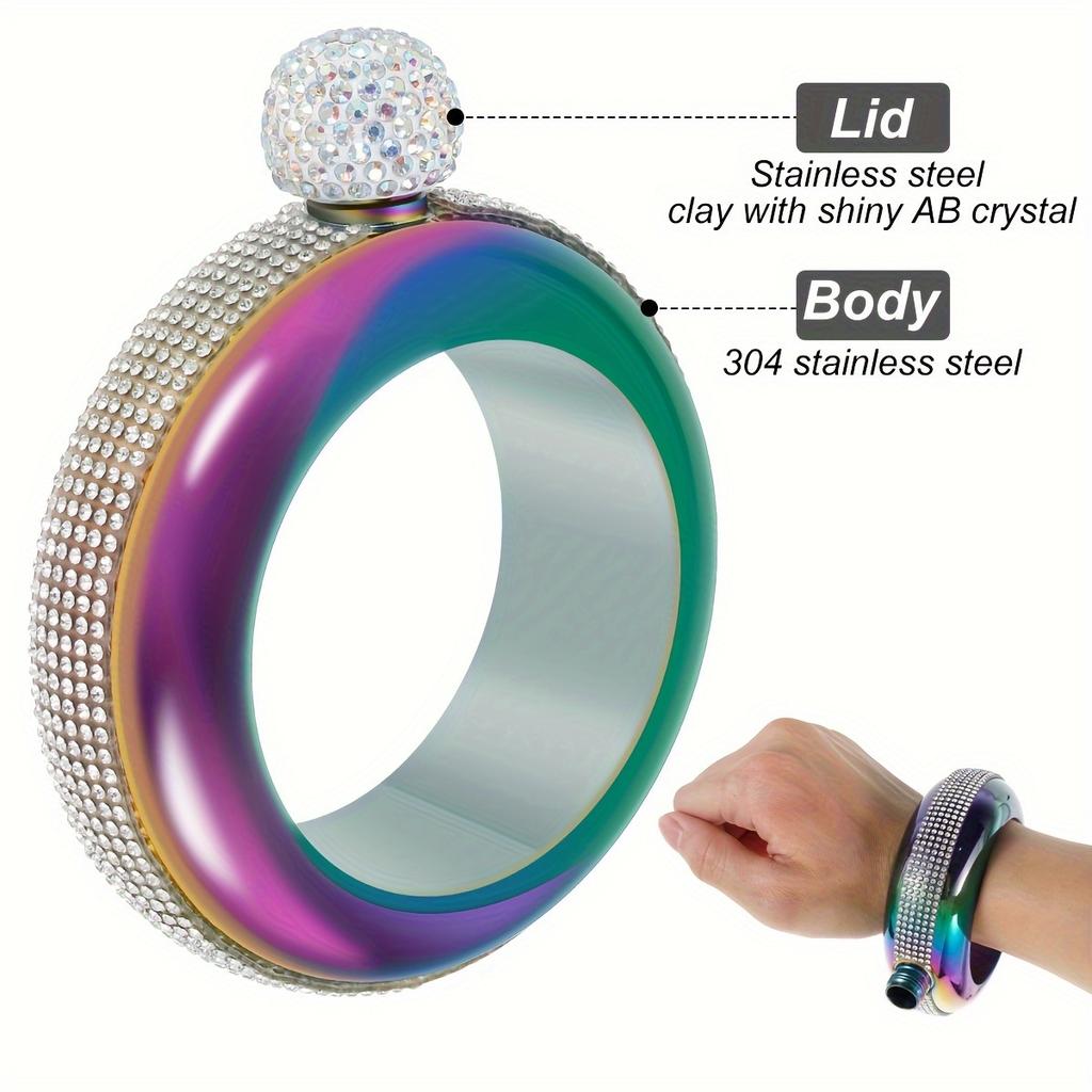 1pc Fashionable Stainless Steel Bangle Flask for Ladies - Discreetly Hides Wine, Cocktails & Spirits - Perfect Party Accessory for Summer Entertaining