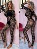 Sex Female Underwear Hollow See Through Jumpsuits Fashion Full Bodystockings Open Crotch Women'S Bodysuit Erotic Nightgown