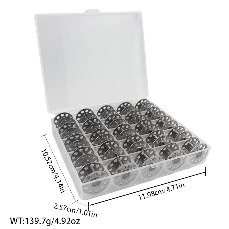 Multi-Specification Household Bobbin Set: Colored Transparent and Metal Bobbins with Thread